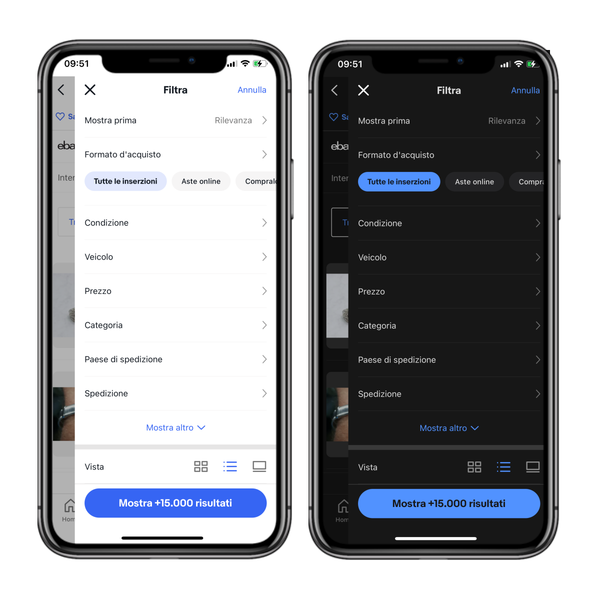 Specifiche oggetto su mobile