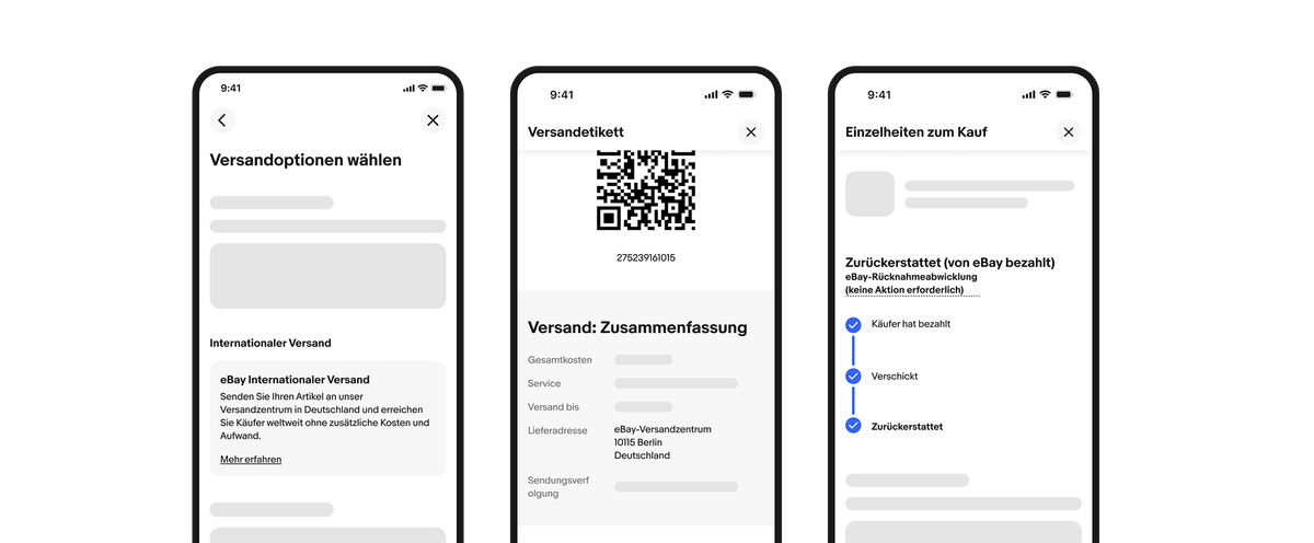 mobile Screens mit einzelnen Schritten